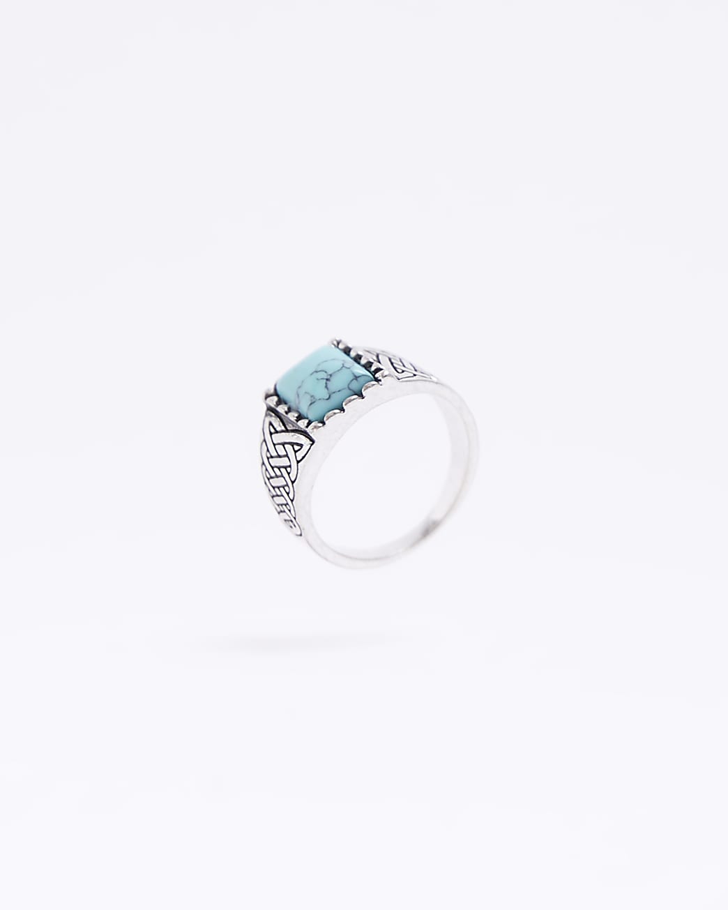Silver colour stone signet ring