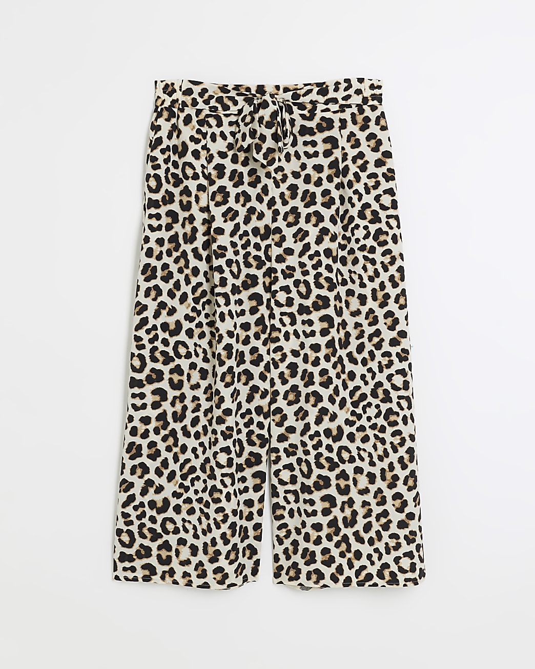 Brown leopard print tie culottes