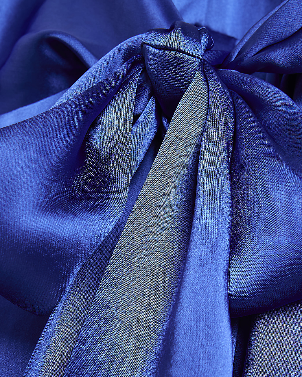 Petite blue satin tie front mini dress