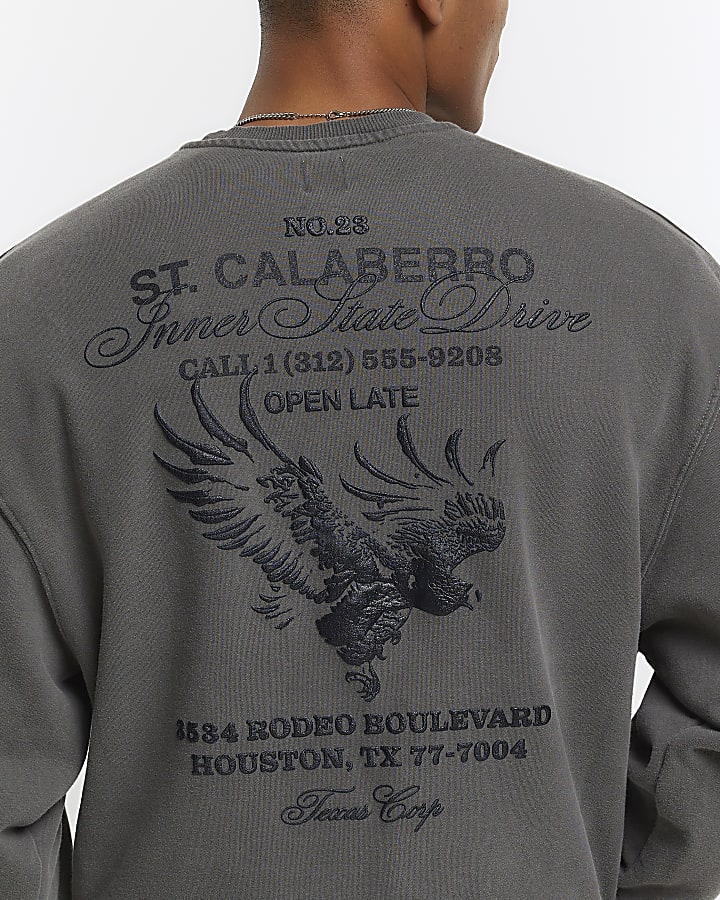 Washed dark grey oversized fit sweatshirt
