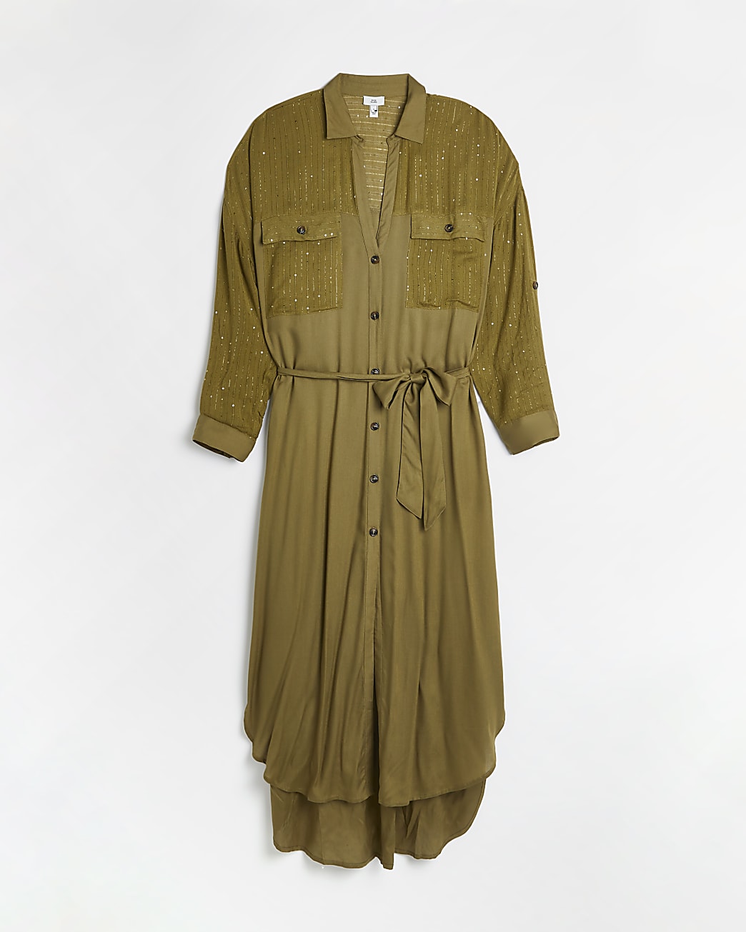 Khaki beach midi shirt dress