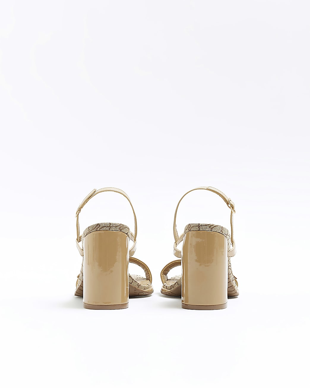 Beige wide fit block heel sandals