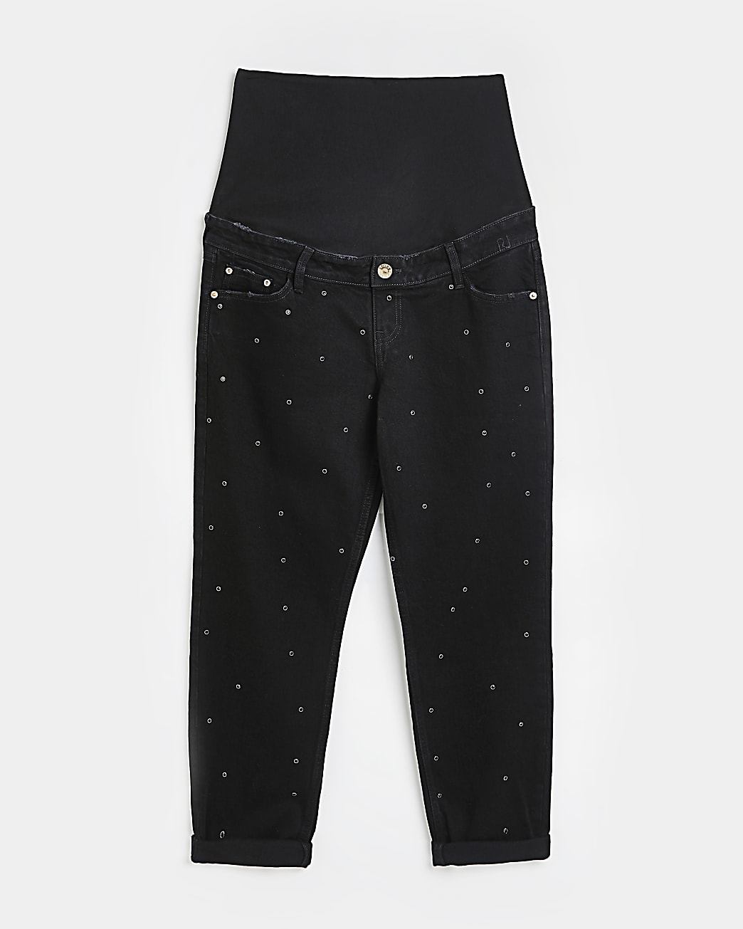 Black mid rise maternity mom jeans
