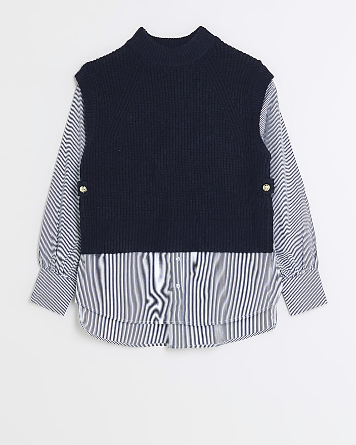 Navy shirt sleeve jumper