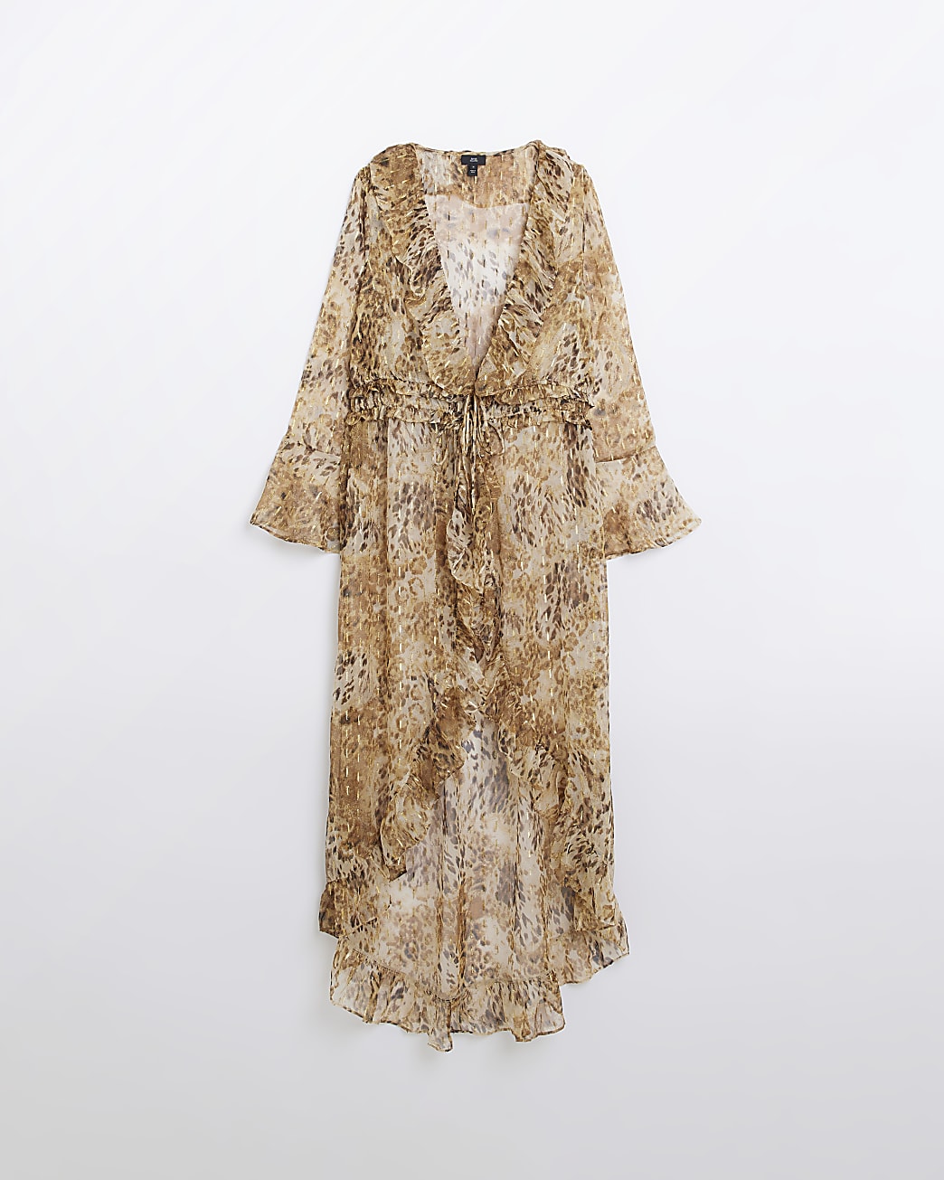 brown leopard print maxi beach cover up