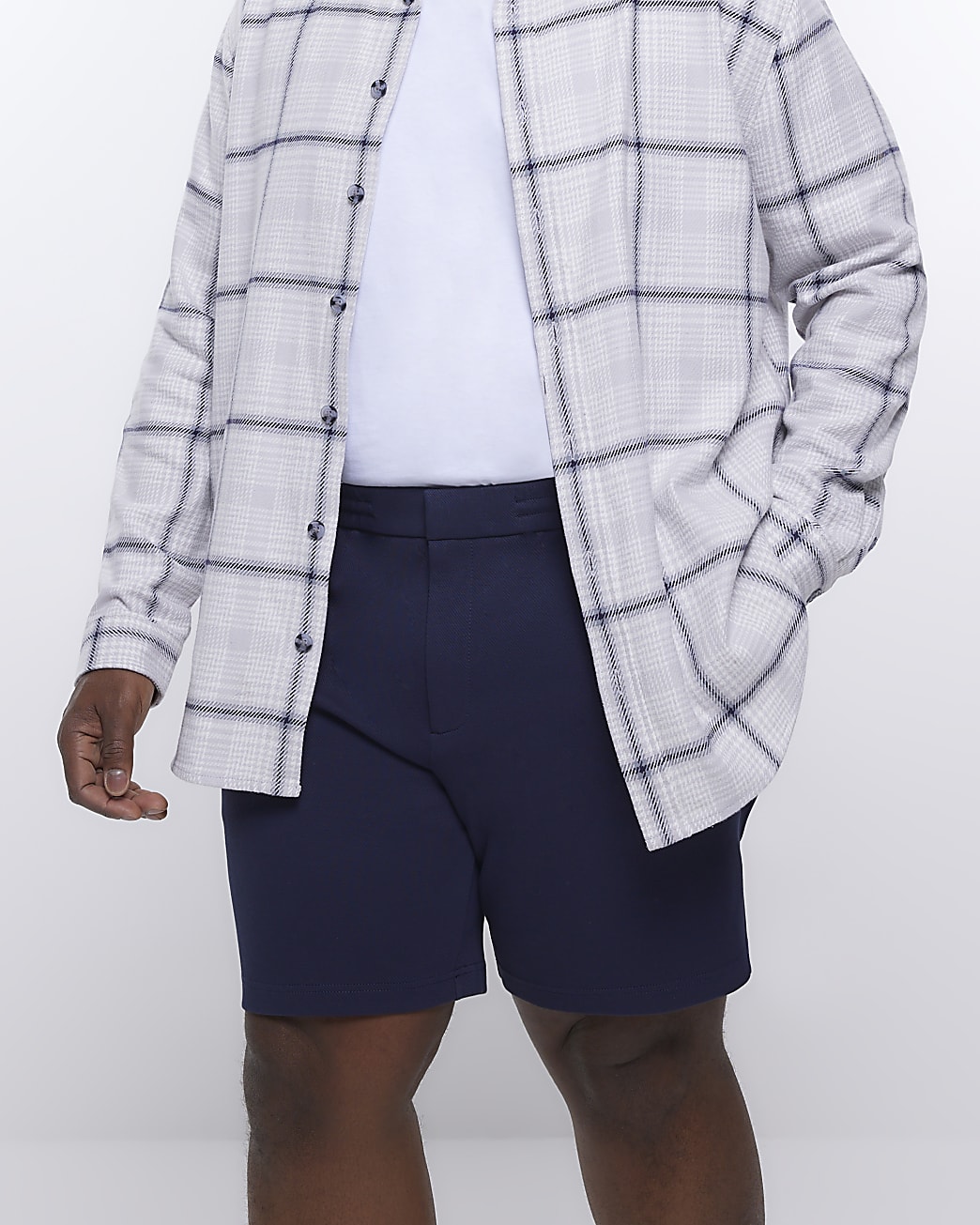 Big & Tall navy slim fit twill shorts