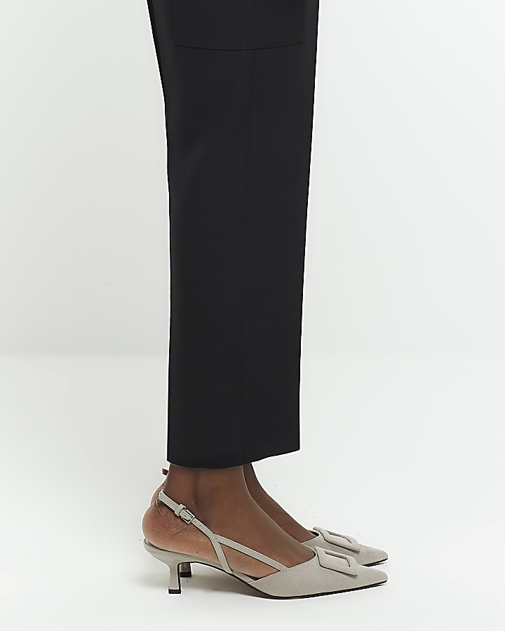 Grey buckle sling back heeled court shoes