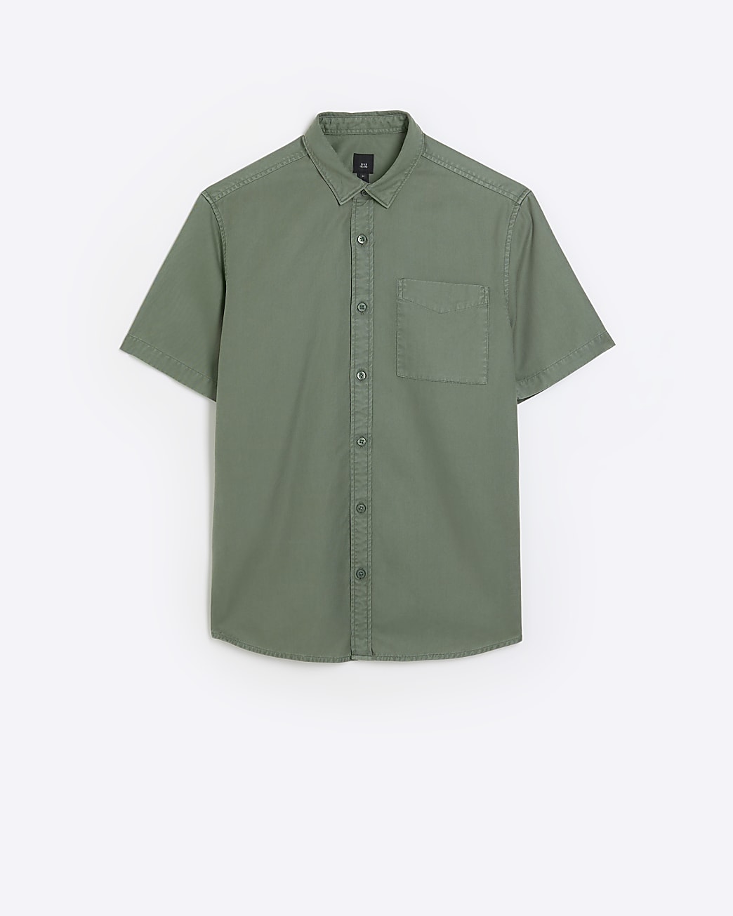 Khaki regular fit short sleeve lyocell shirt