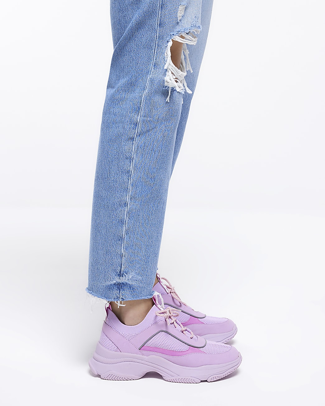Purple knit chunky trainers