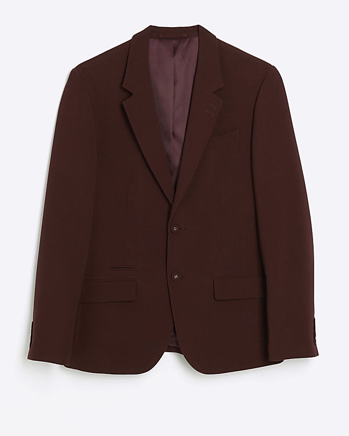 Dark red slim fit suit jacket