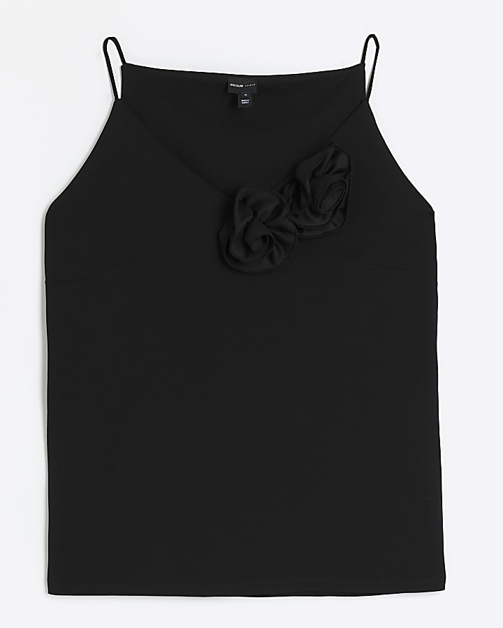 Plus black corsage cami top