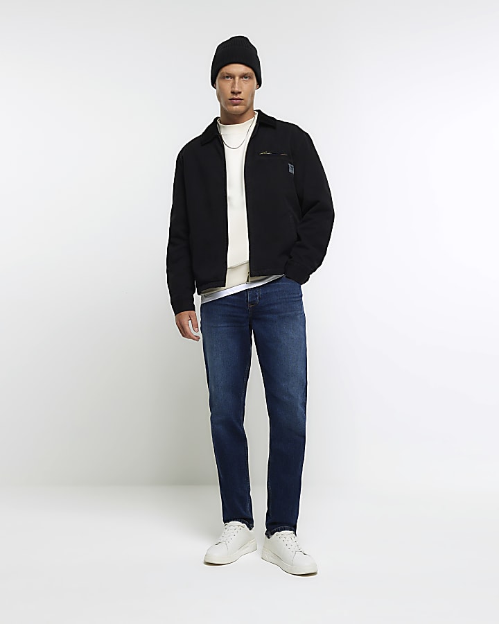 Dark blue slim fit washed jean