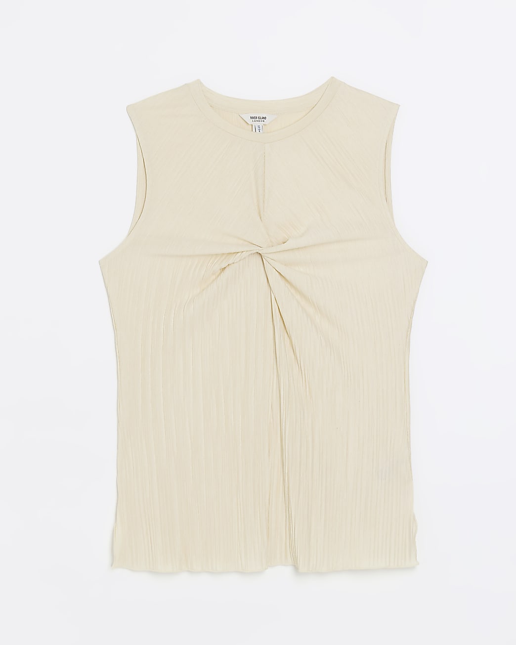 Cream twist front plisse top