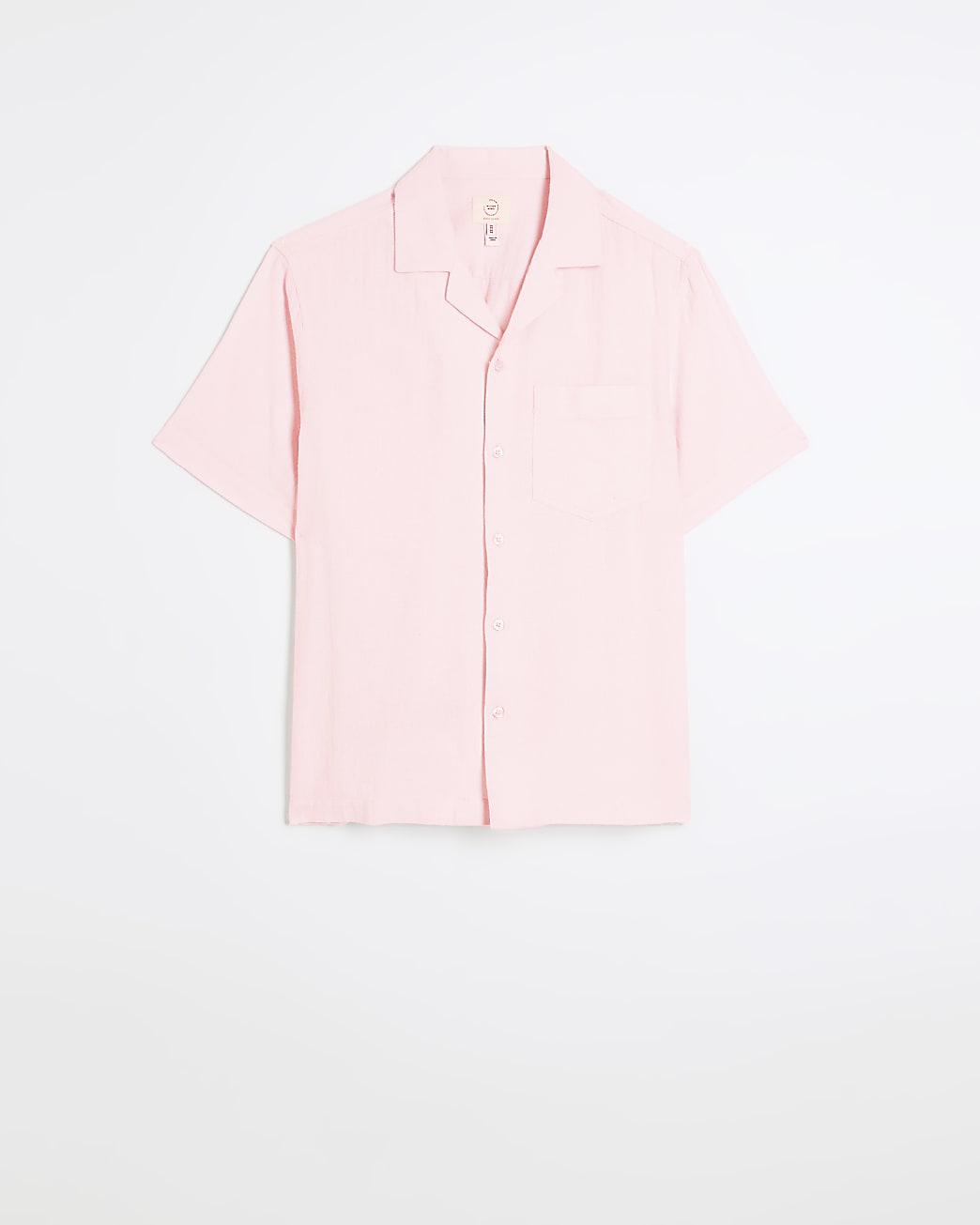 Pink regular fit linen blend revere shirt