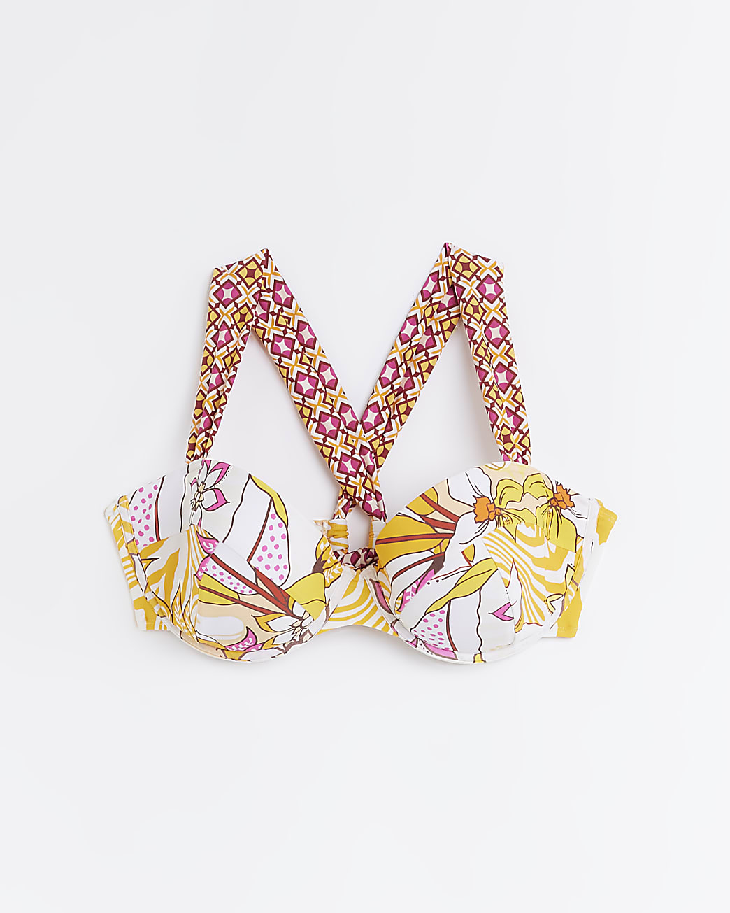 Plus Orange Print Balconette Bikini Top