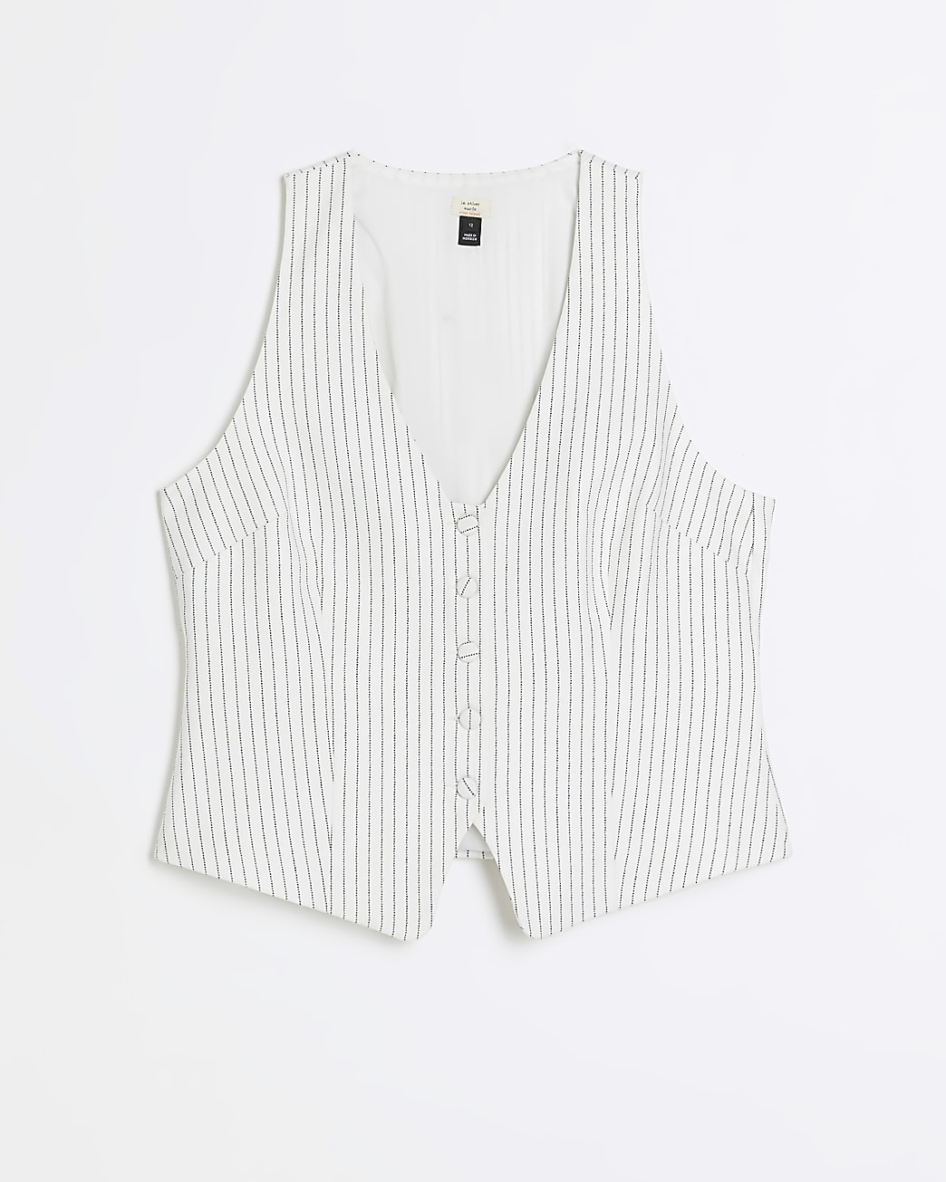 Cream stripe button front waistcoat