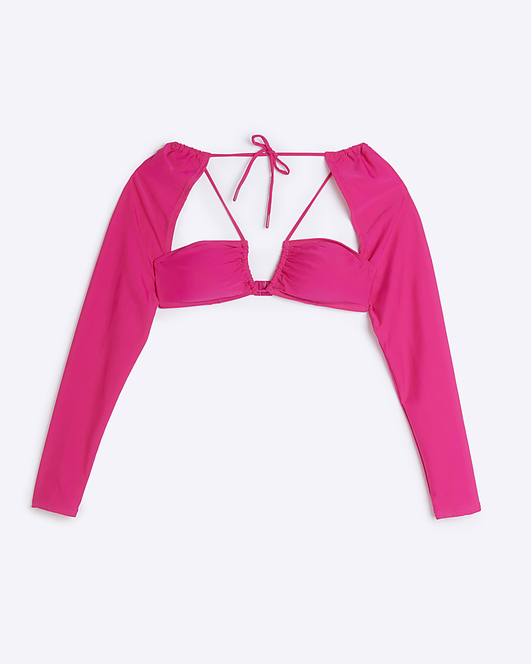 Pink long sleeve bikini top