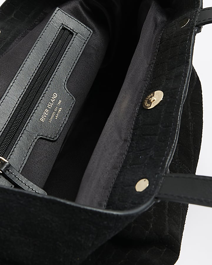 Black suede shopper bag