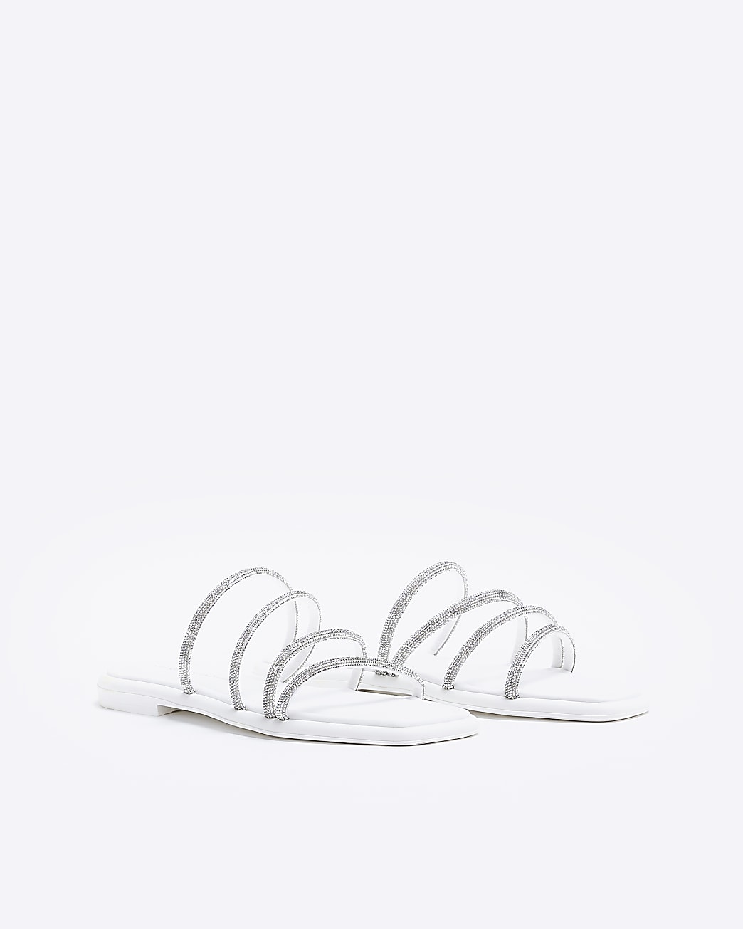 White embellished slides