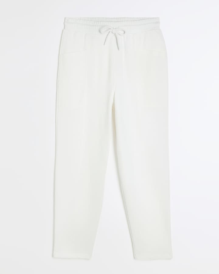 Cream drawstring waist joggers