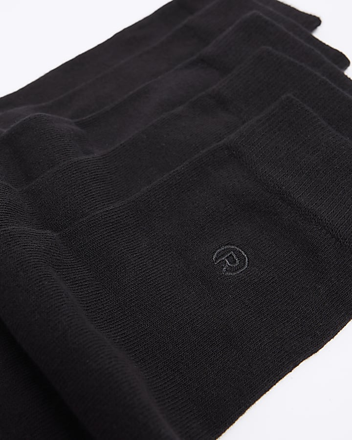 Black embroidered ankle socks multipack