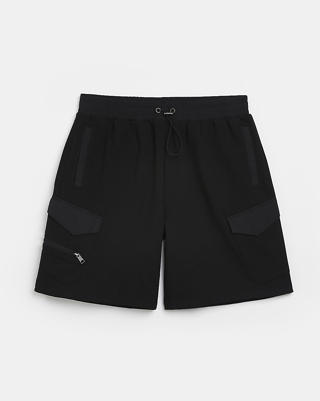 Black slim fit utility nylon shorts