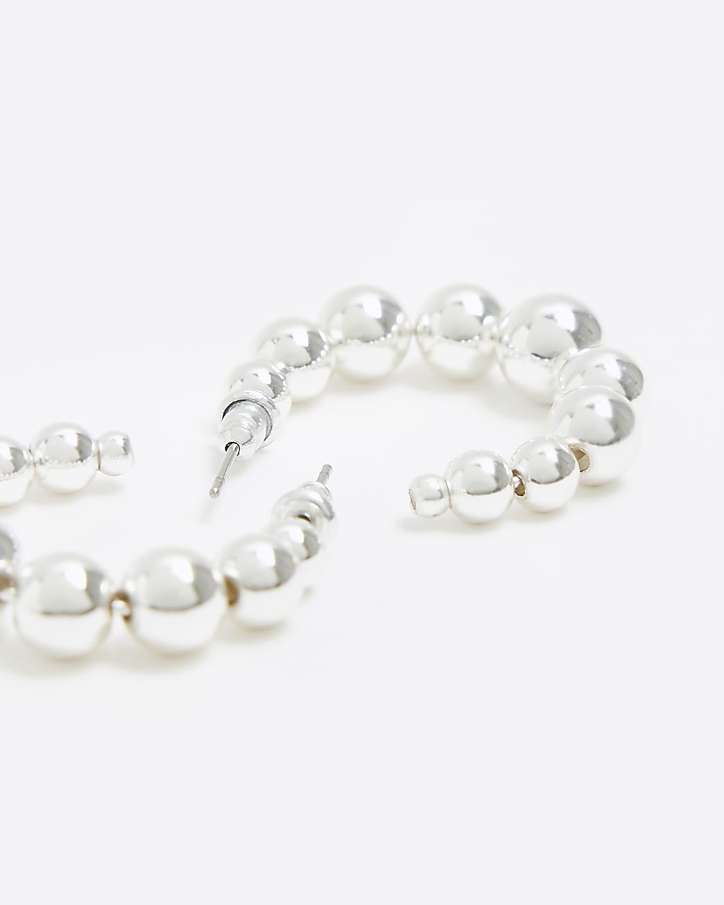 Silver ball hoop earrings