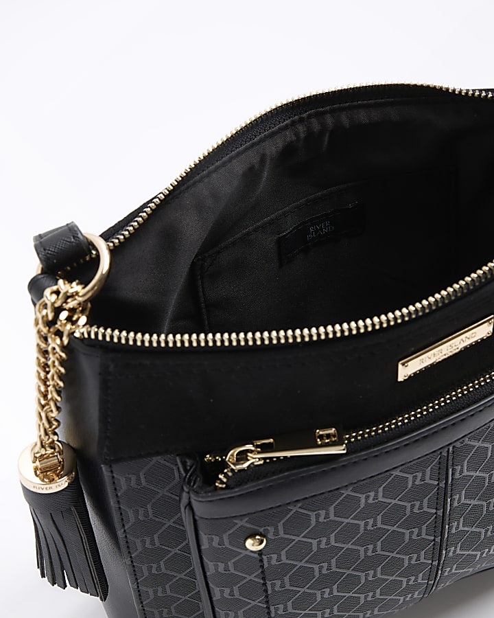 Black RI monogram messenger bag