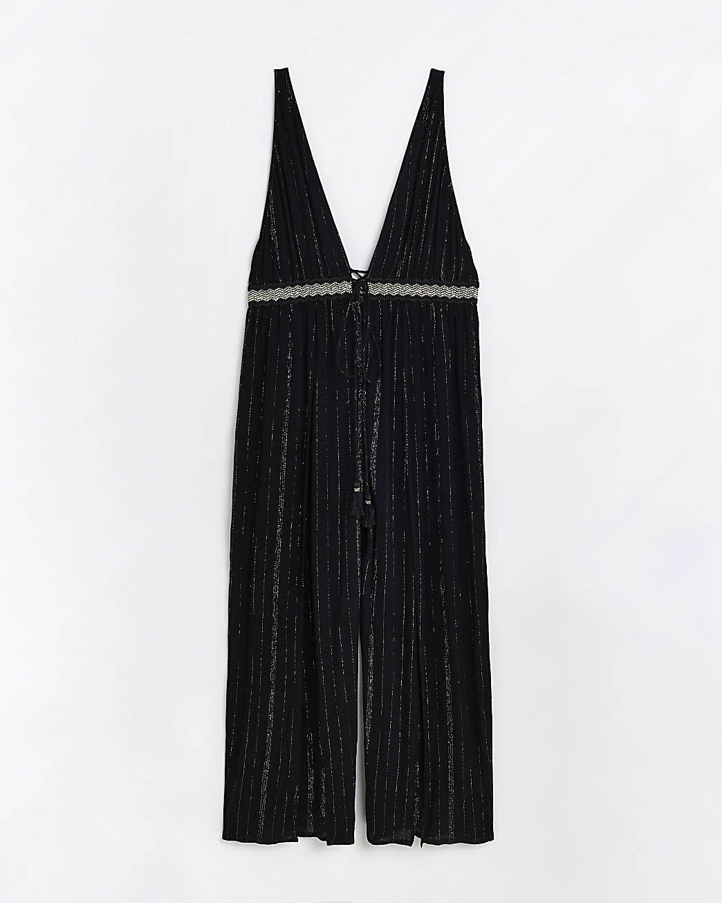 Plus black plunge beach jumpsuit