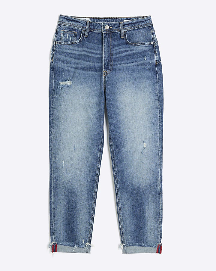 Blue high waisted sculpt mom jeans