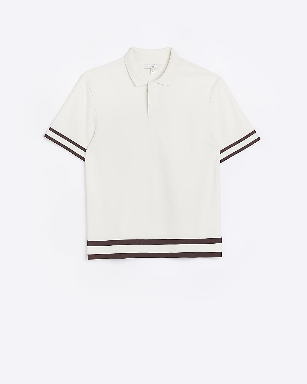 Ecru slim fit taped polo shirt