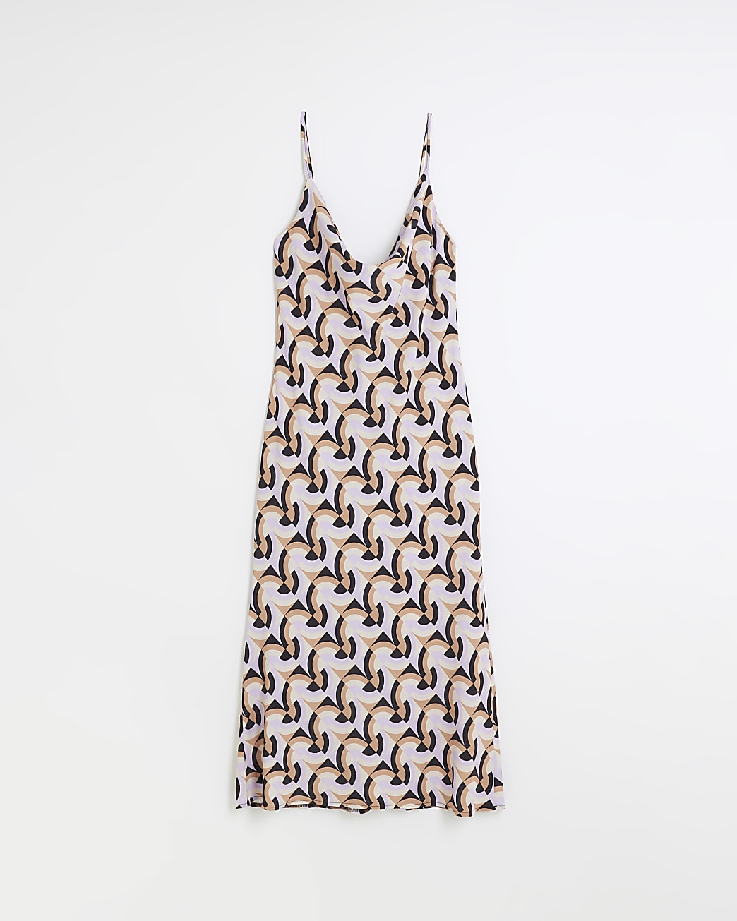 Petite purple geometric bow slip midi dress