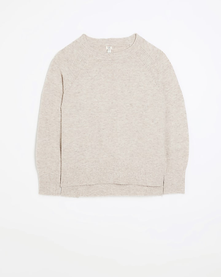 Plus beige oversized long sleeve jumper
