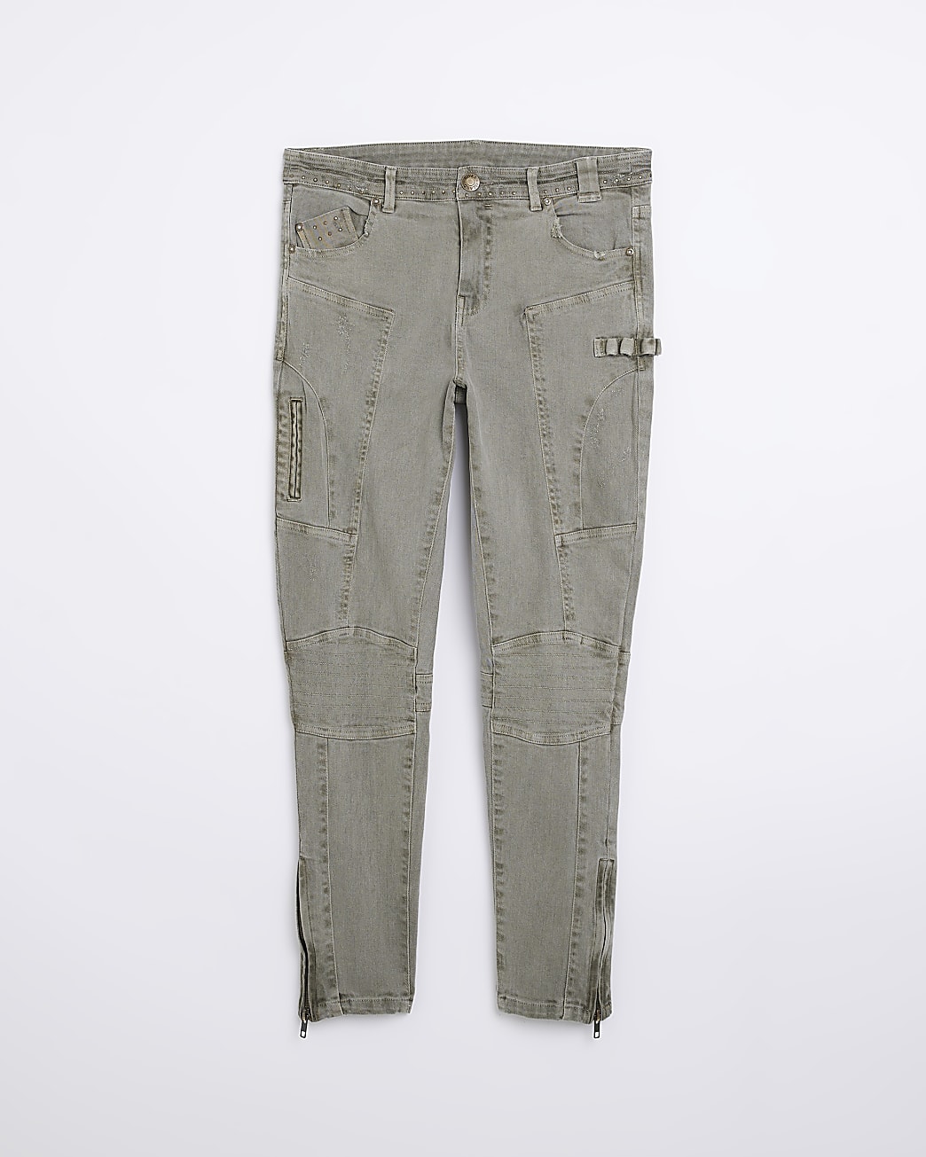 Khaki mid rise super skinny jeans