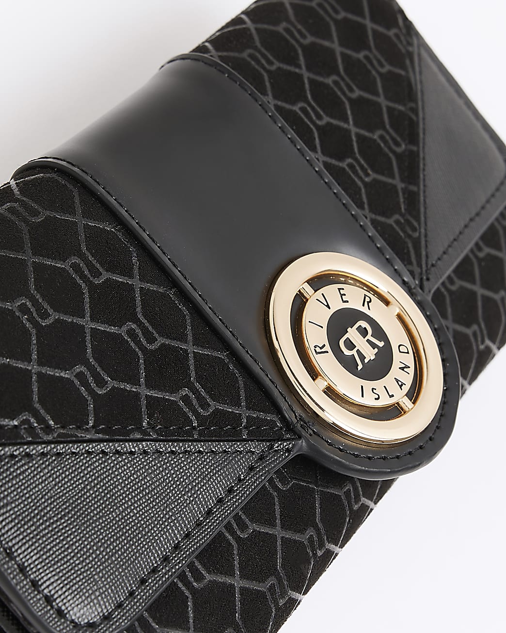 Black RI monogram suedette purse