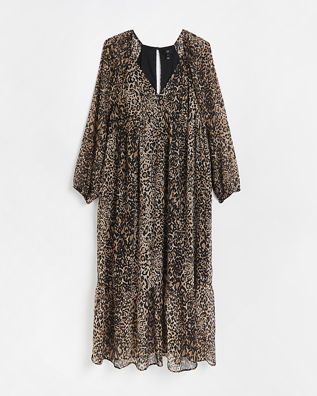 Plus brown animal print smock midi dress