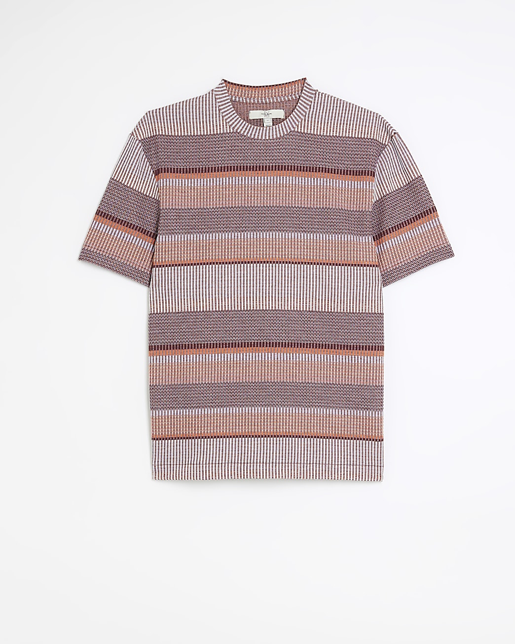 Pink regular fit jacquard striped t-shirt