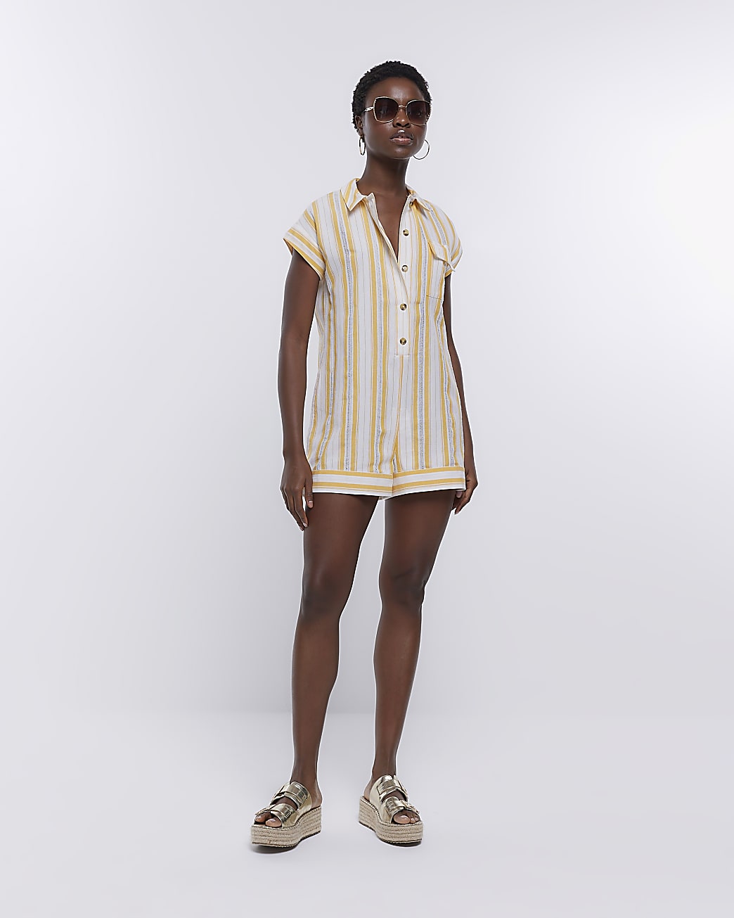 Yellow Stripe Romper Playsuit