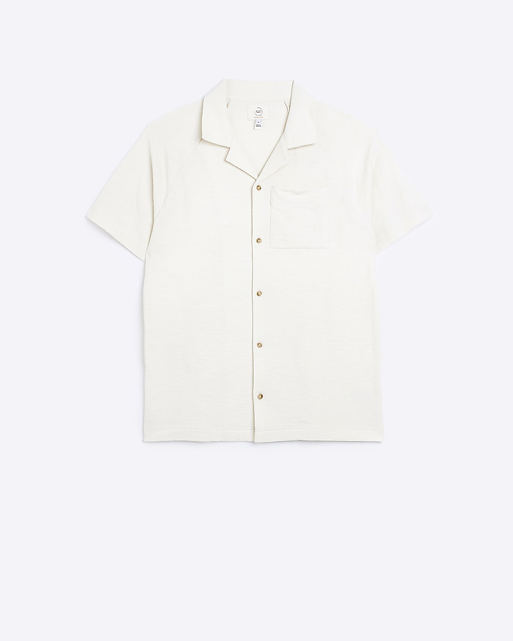 Ecru regular fit textured revere shirt