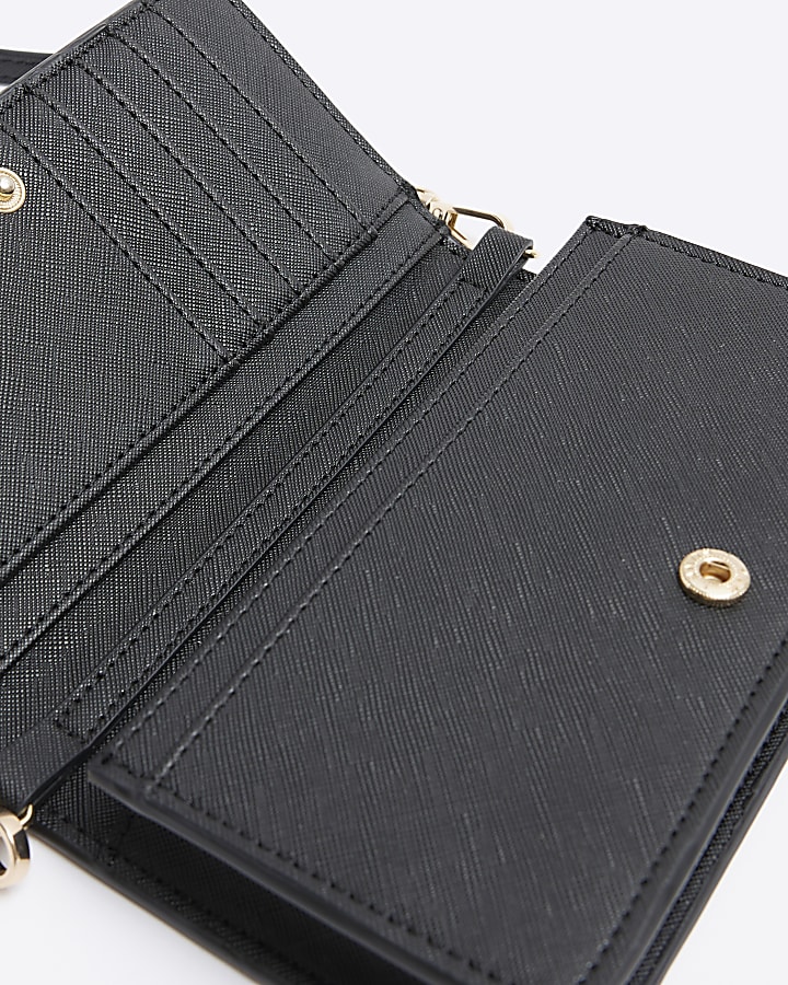 Black embossed cross body purse