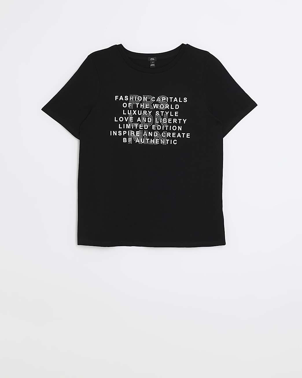 Black diamante graphic print t-shirt