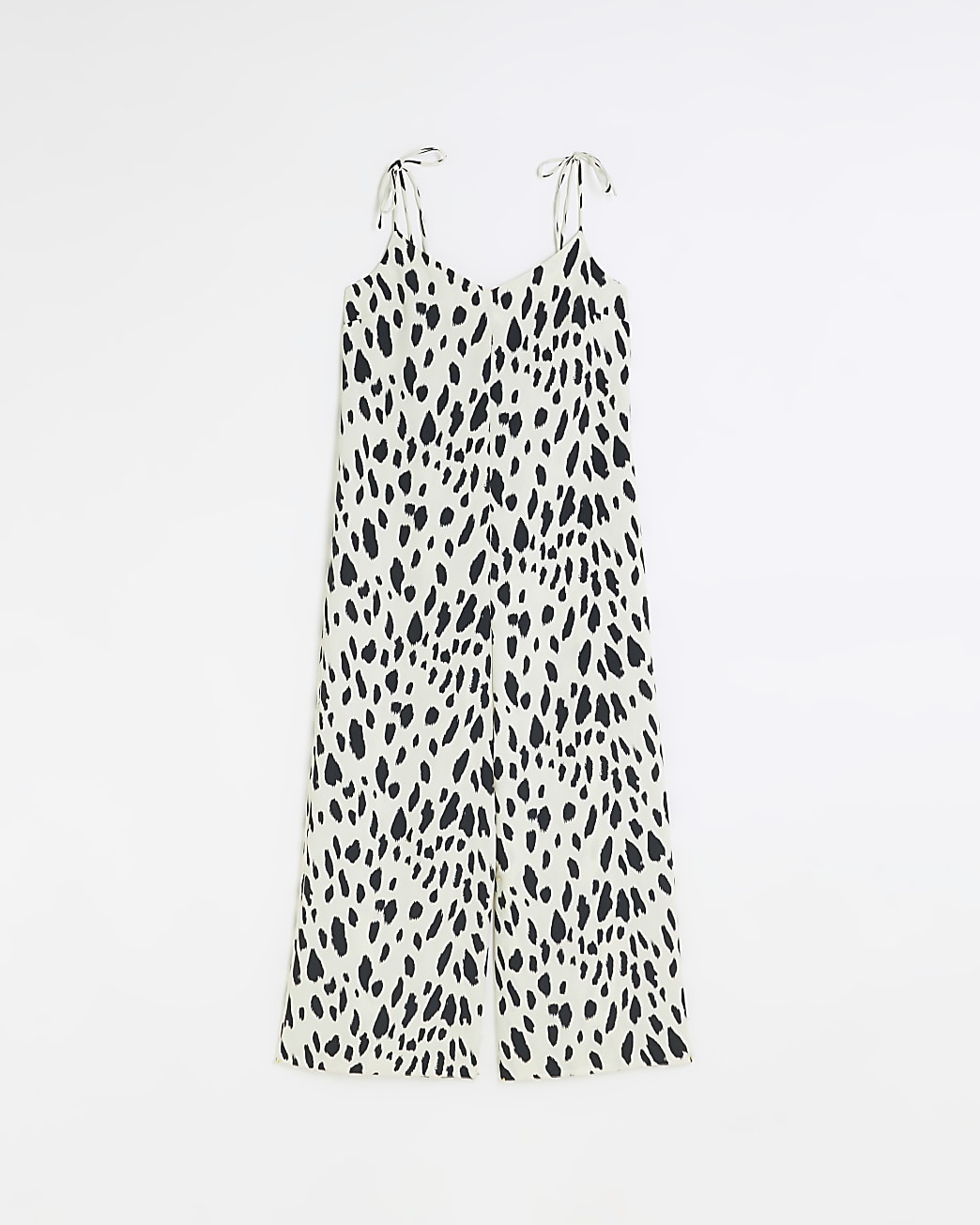 White animal print wide leg slip jumpsuit