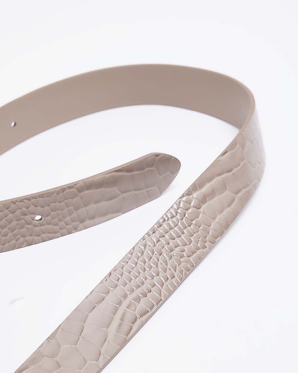 Beige croc embossed belt
