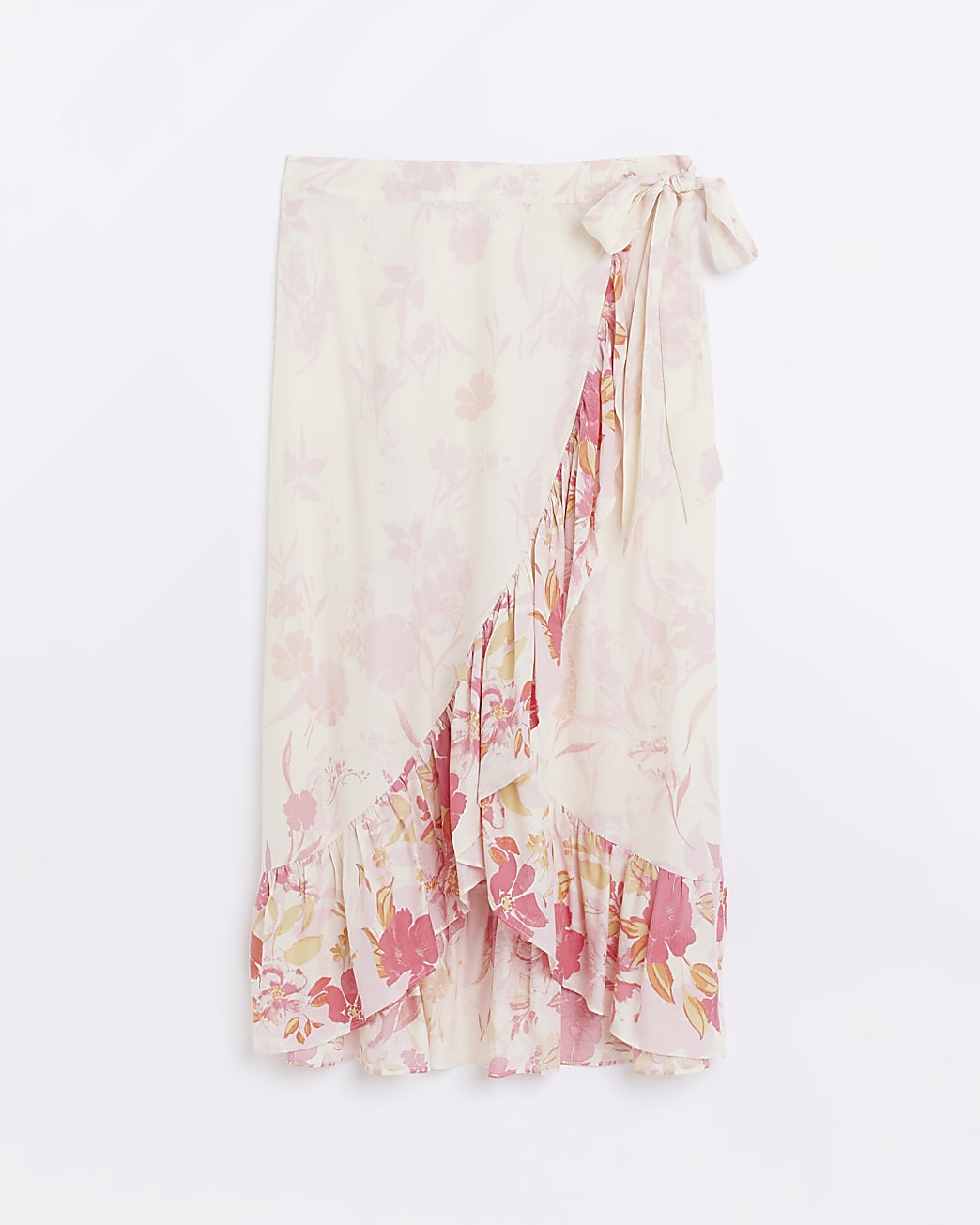 Petite Yellow Ruffle Wrap Midi Skirt