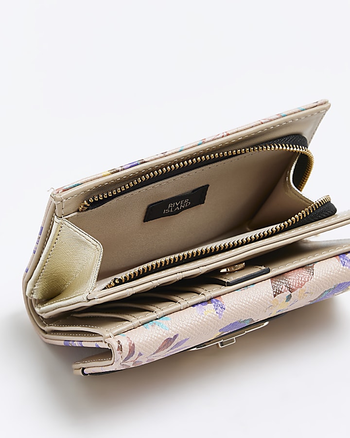 Beige floral purse
