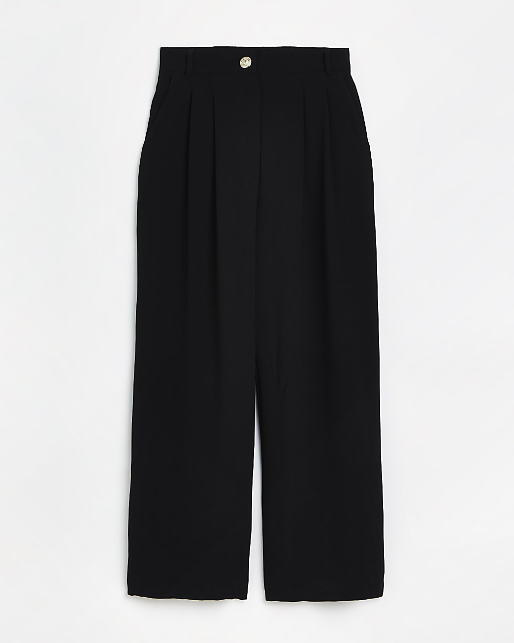 Black wide leg pleated trousers