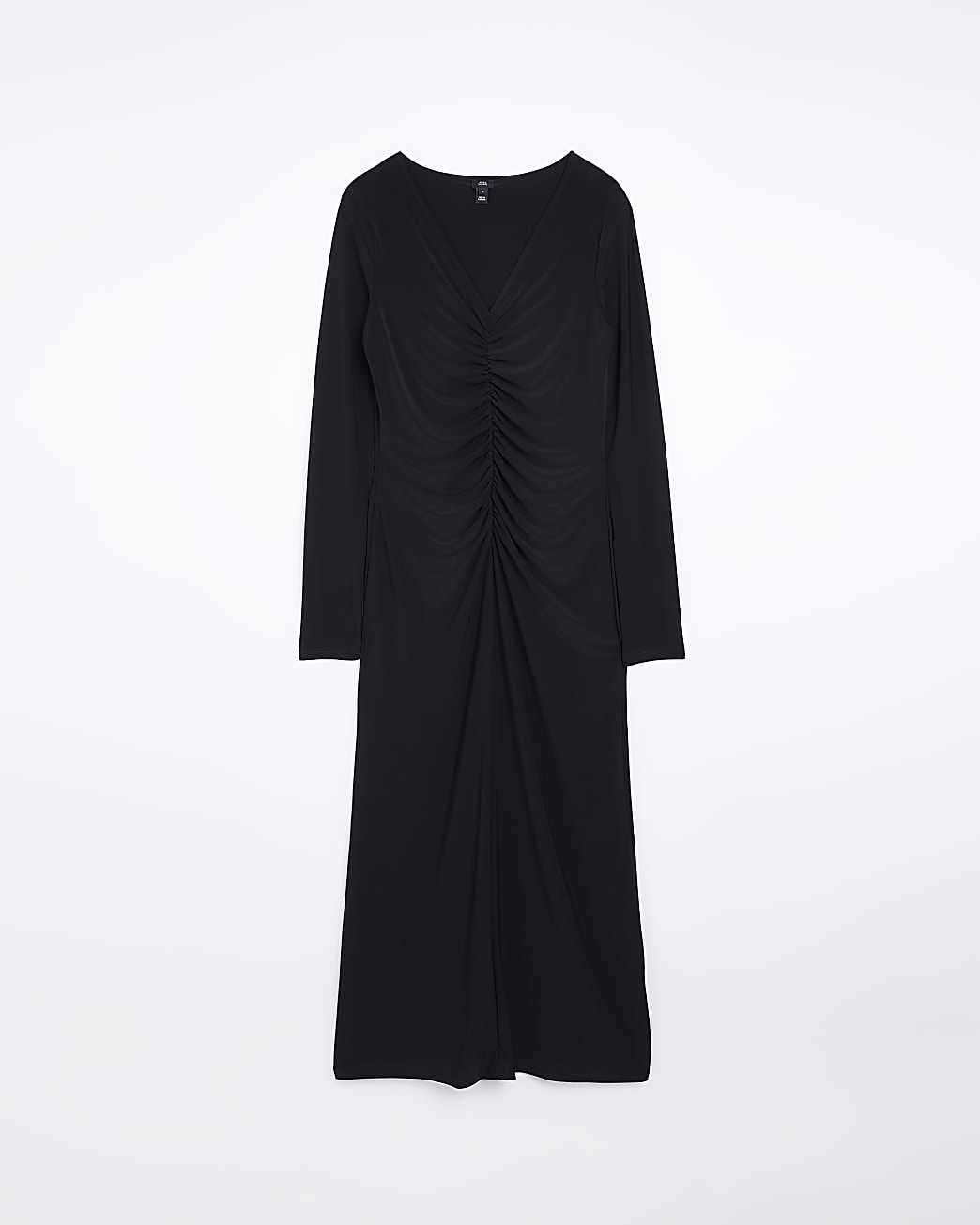 Black ruched bodycon midi dress