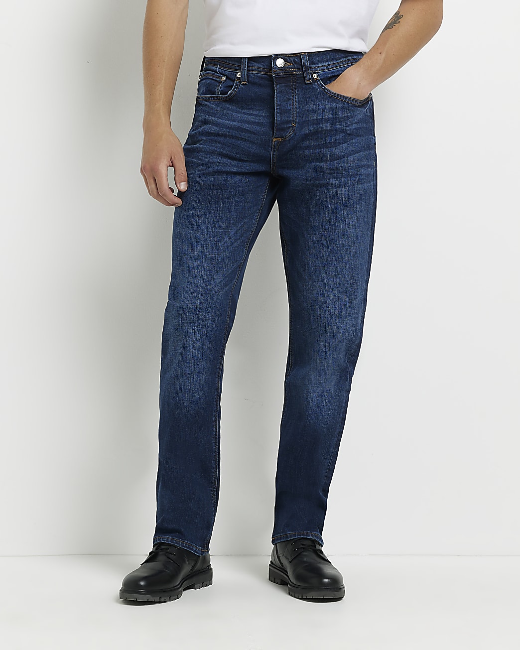 Blue dark wash Straight fit jeans