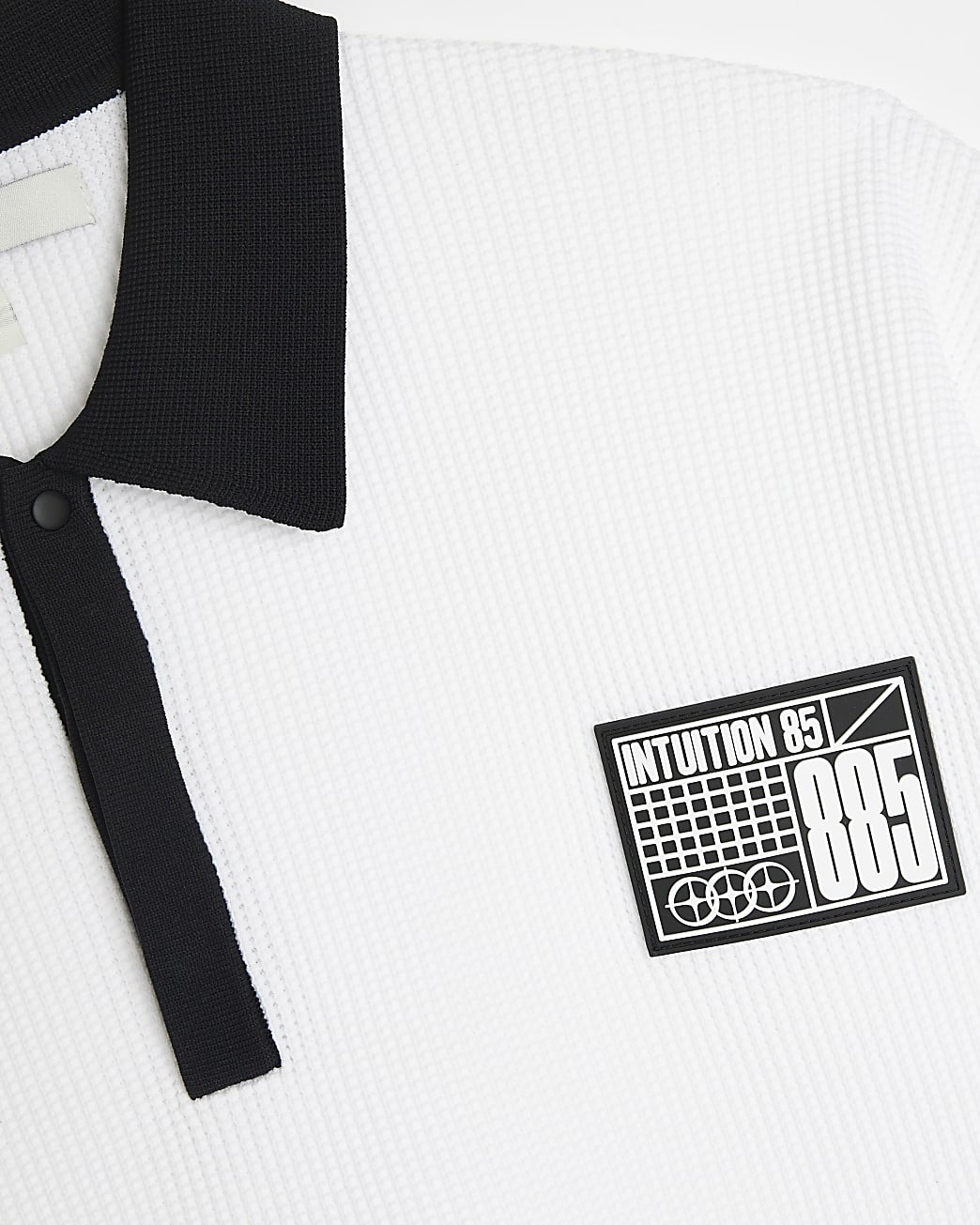 White slim fit patch detail polo shirt