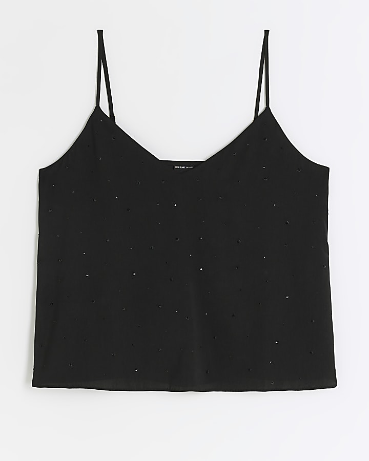 Black diamante cami top